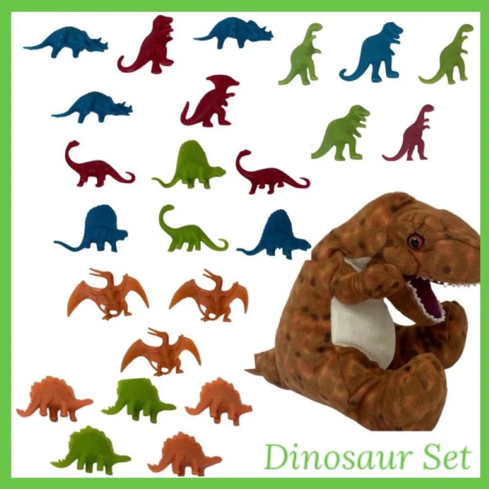 Dinosaur T-Rex Plush Action Figures Lot Y2K Vintage Toy Set 25 Pc Animals Bundle